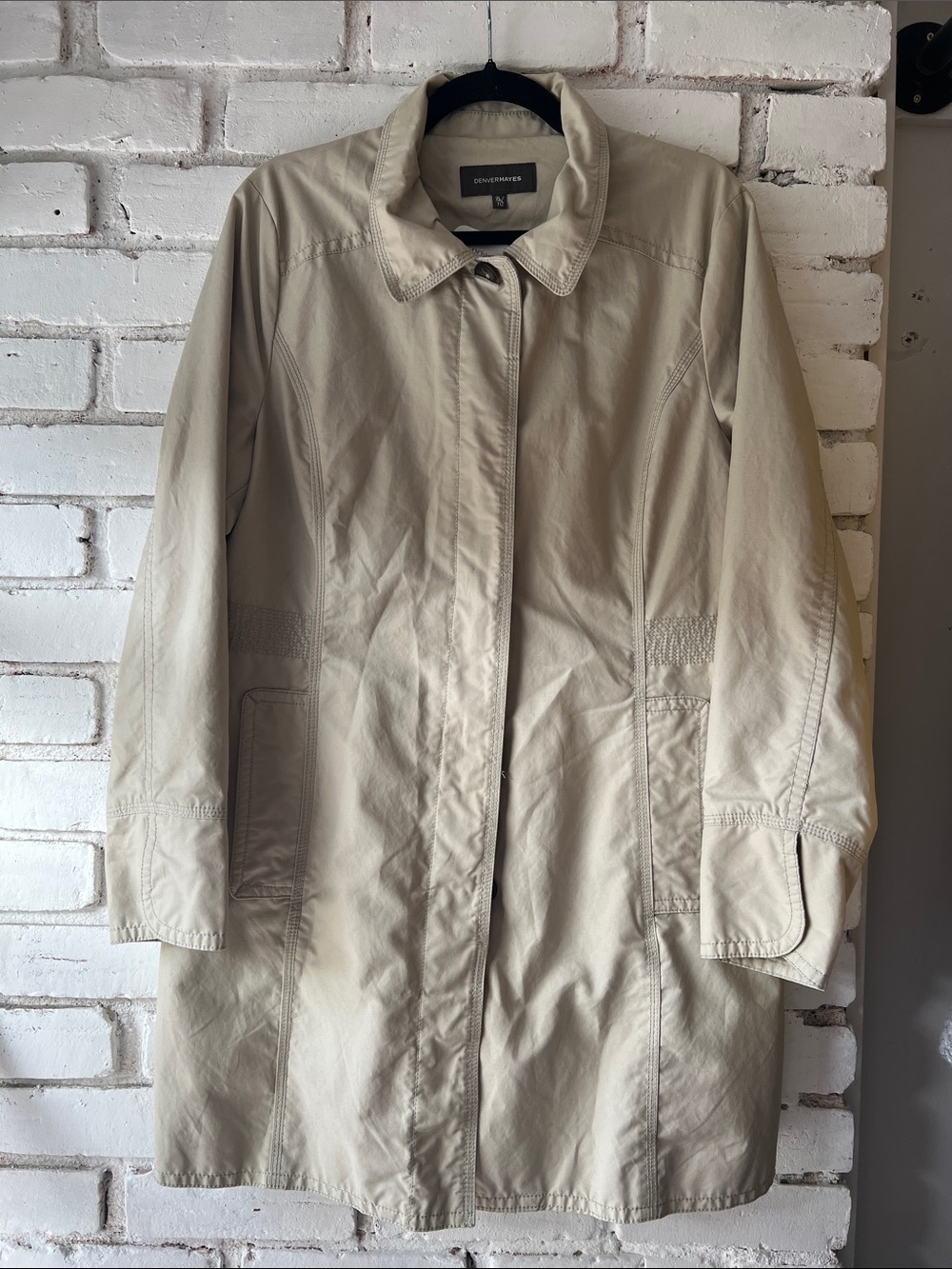 Denver Hayes Light Cream Single-Button Trench Coat
